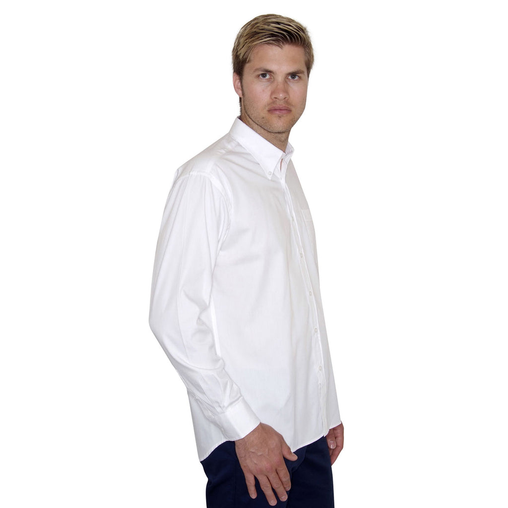 Henbury Men's White Long Sleeve Pinpoint Oxford Shirt