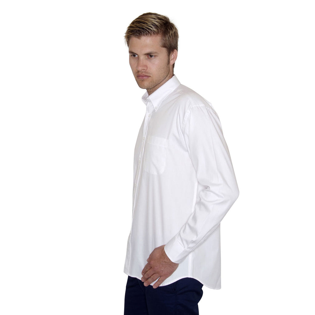 Henbury Men's White Long Sleeve Pinpoint Oxford Shirt