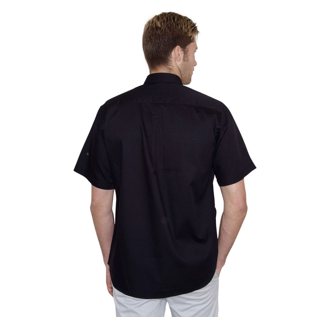 Henbury Men's Black Short Sleeve Pinpoint Oxford Shirt