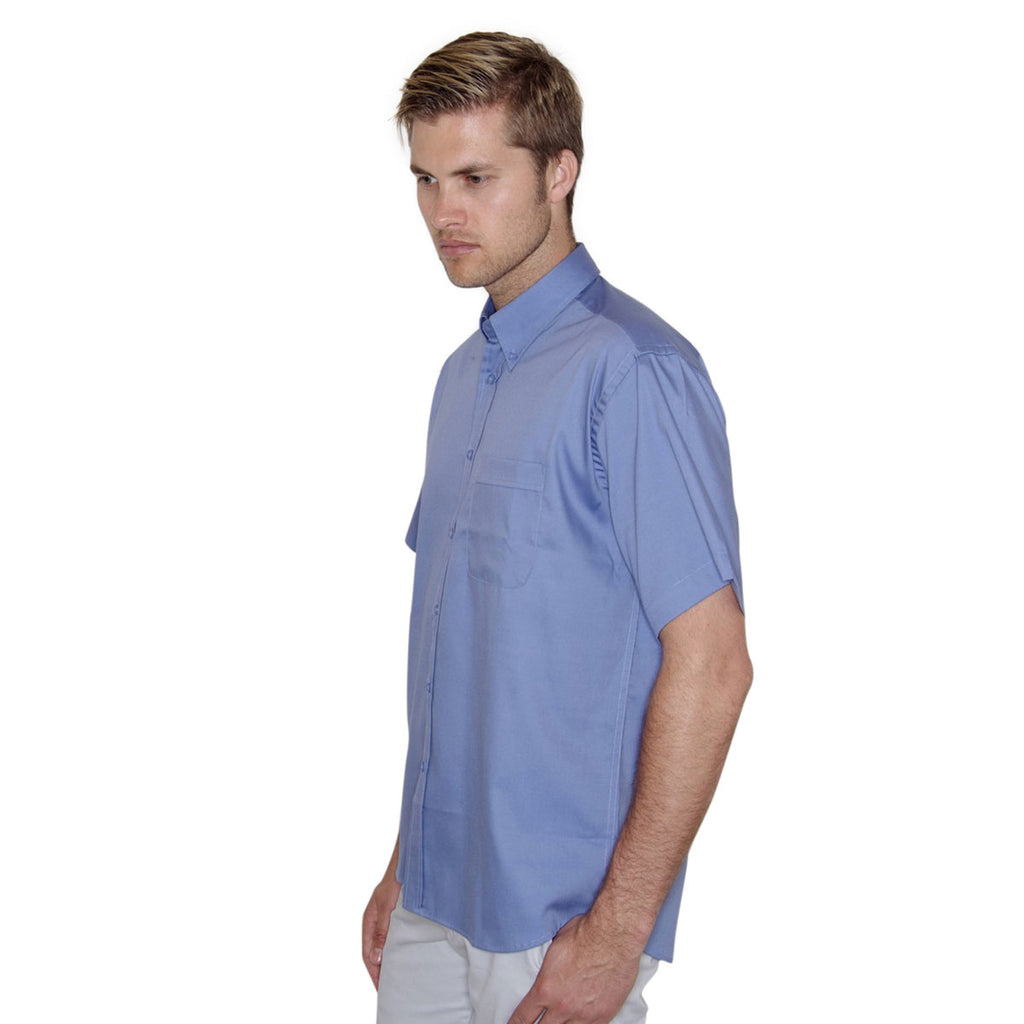 Henbury Men's Corporate Blue Short Sleeve Pinpoint Oxford Shirt
