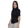 Henbury Women's Black Short Sleeve Pinpoint Oxford Shirt