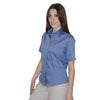 Henbury Women's Corporate Blue Short Sleeve Pinpoint Oxford Shirt