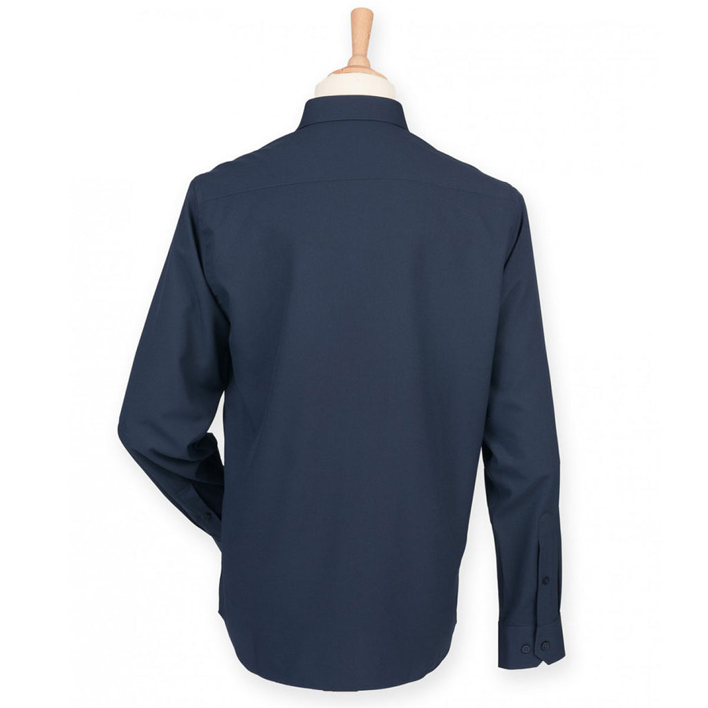 Henbury Men's Navy Long Sleeve Wicking Shirt