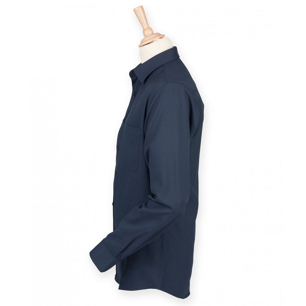 Henbury Men's Navy Long Sleeve Wicking Shirt