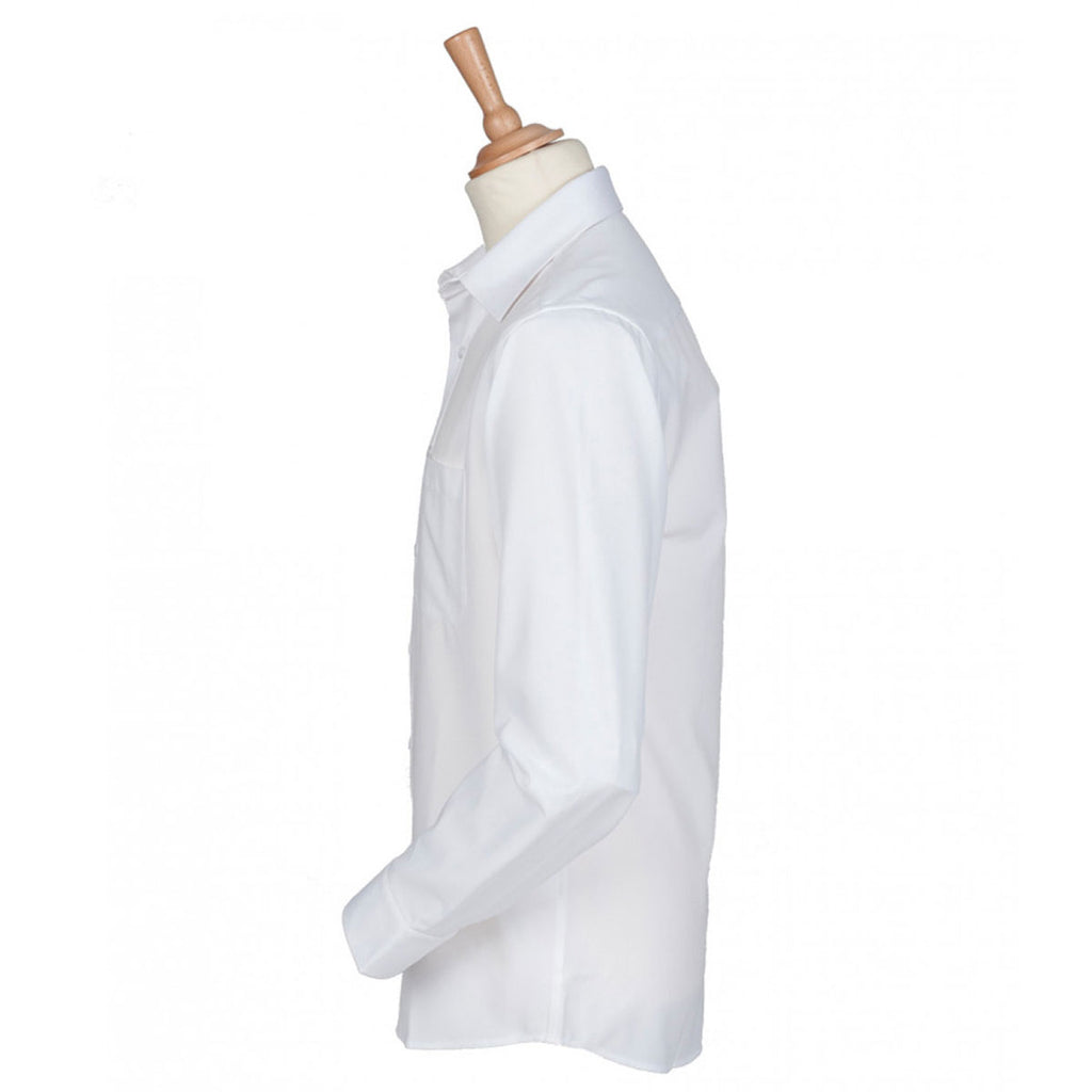 Henbury Men's White Long Sleeve Wicking Shirt