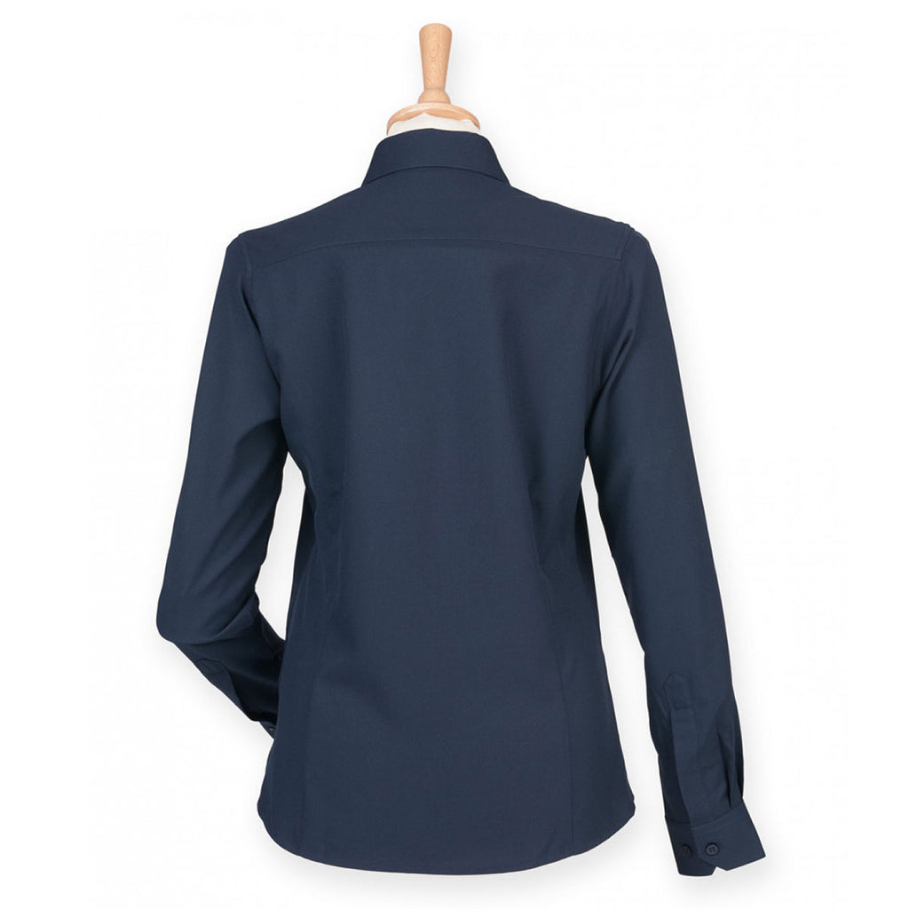 Henbury Women's Navy Long Sleeve Wicking Shirt