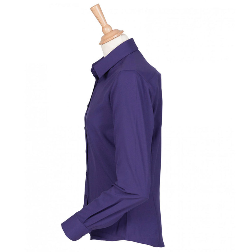 Henbury Women's Purple Long Sleeve Wicking Shirt