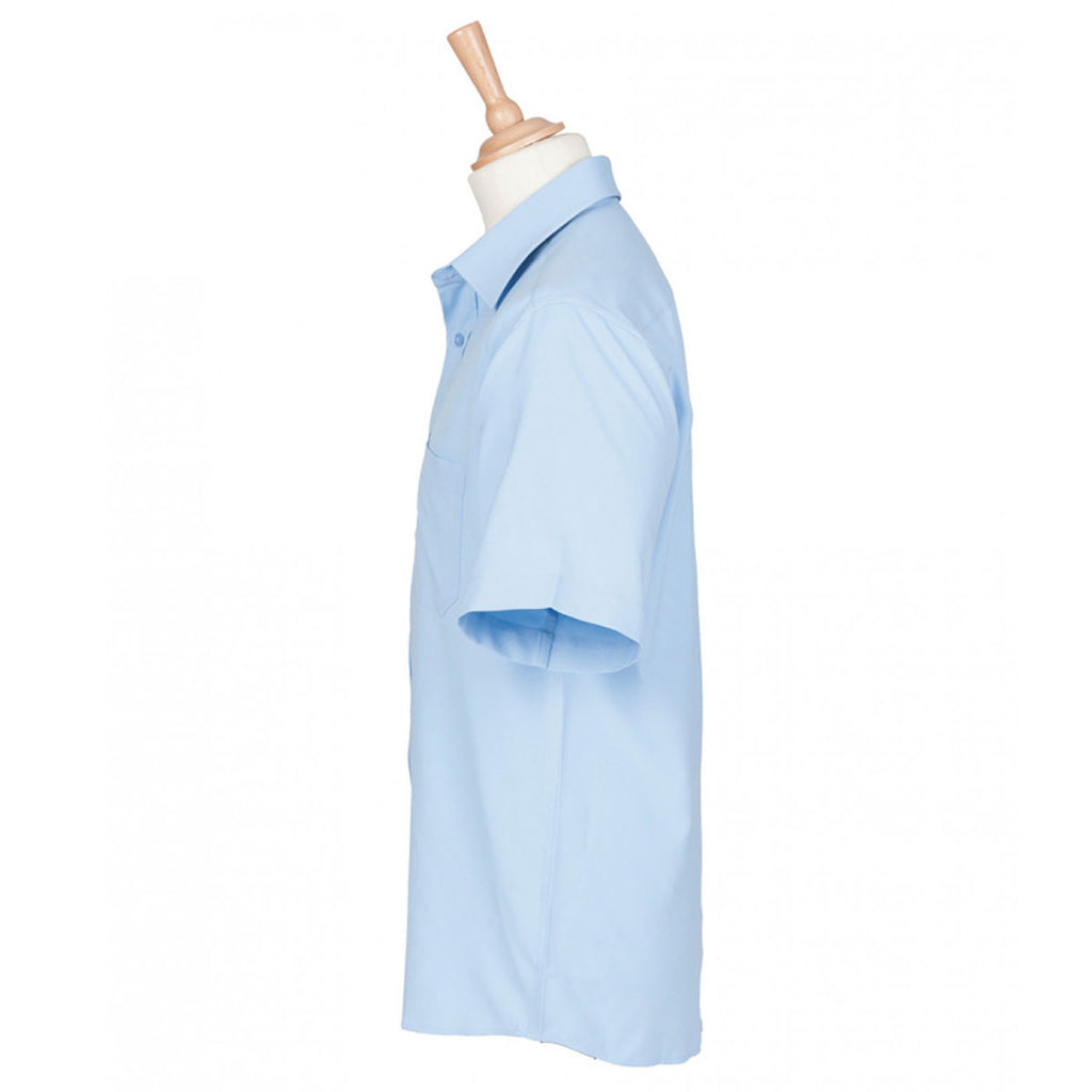 Henbury Men's Light Blue Short Sleeve Wicking Shirt