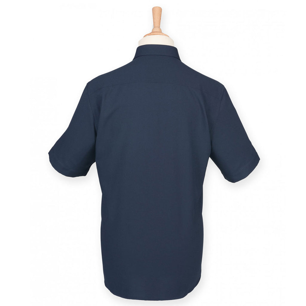 Henbury Men's Navy Short Sleeve Wicking Shirt
