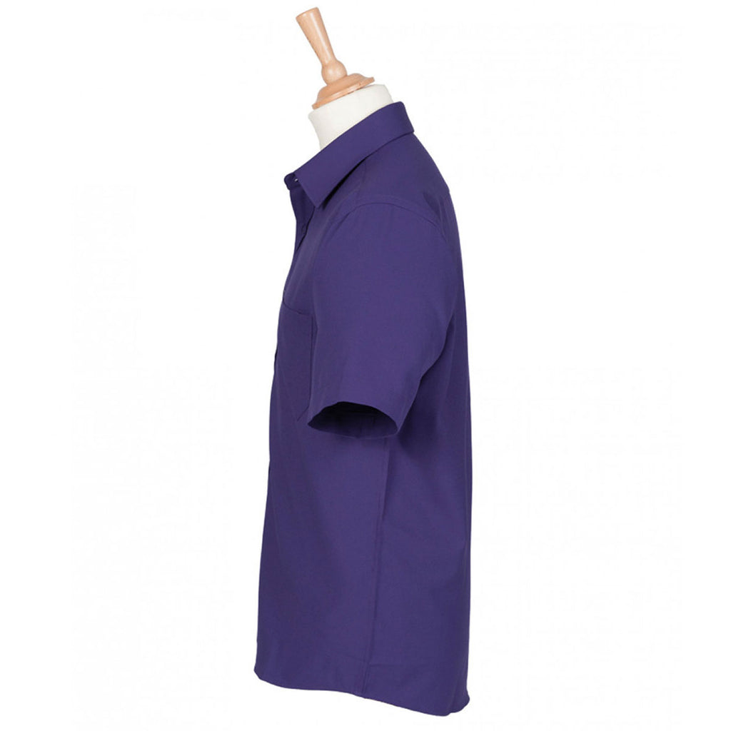 Henbury Men's Purple Short Sleeve Wicking Shirt