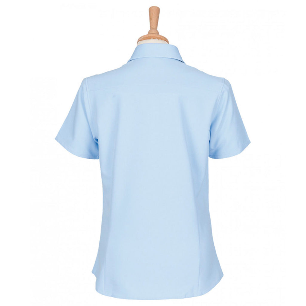 Henbury Women's Light Blue Short Sleeve Wicking Shirt