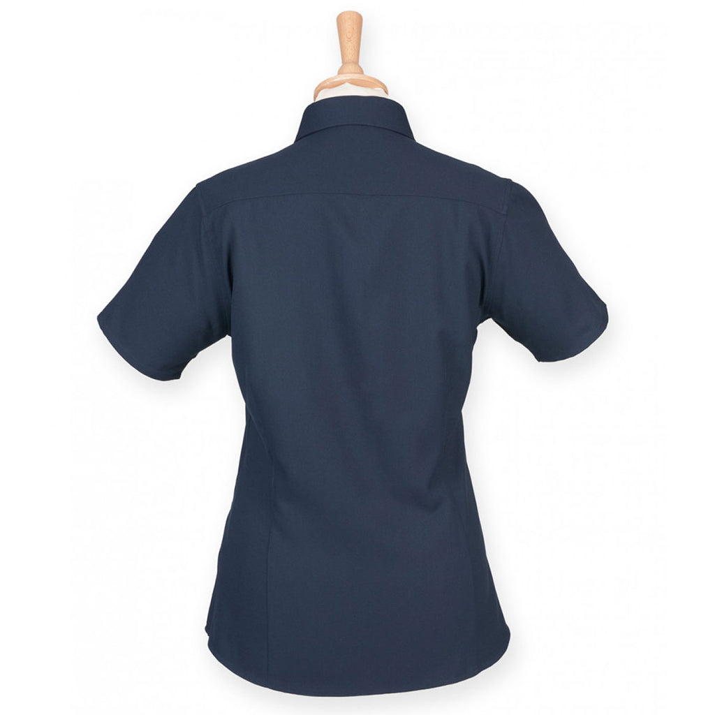 Henbury Women's Navy Short Sleeve Wicking Shirt