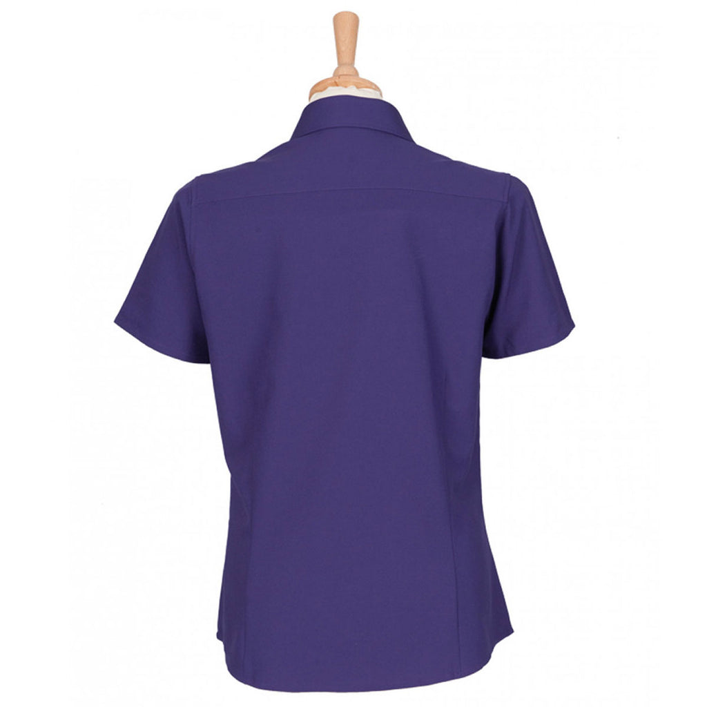 Henbury Women's Purple Short Sleeve Wicking Shirt