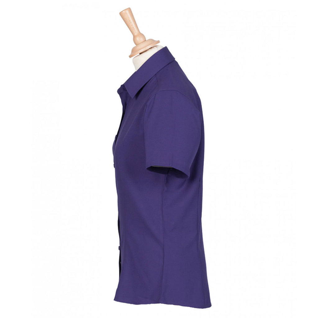 Henbury Women's Purple Short Sleeve Wicking Shirt