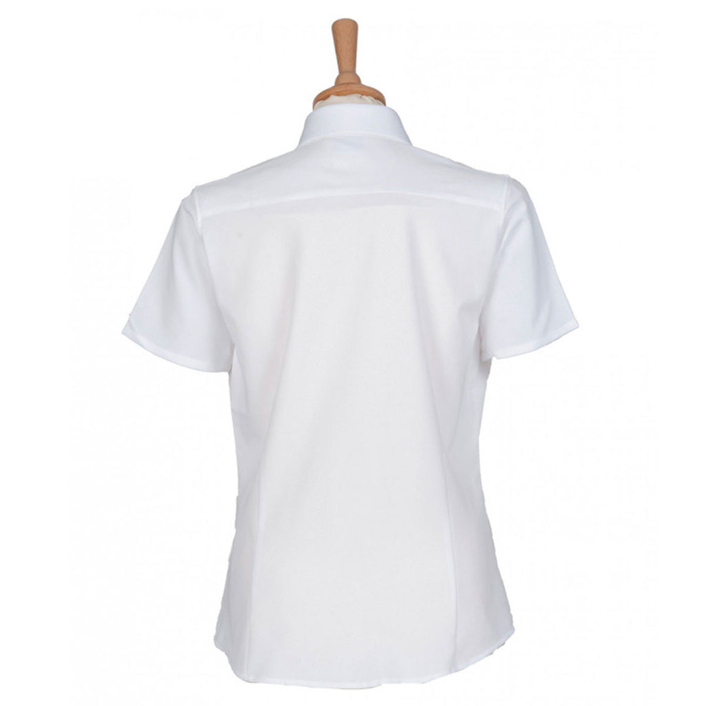 Henbury Women's White Short Sleeve Wicking Shirt