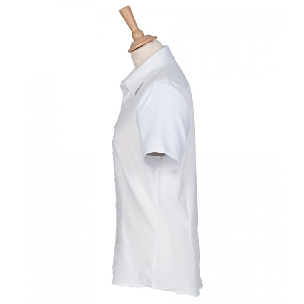 Henbury Women's White Short Sleeve Wicking Shirt