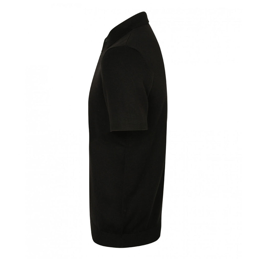 Henbury Men's Black Knitted Short Sleeve Polo Shirt