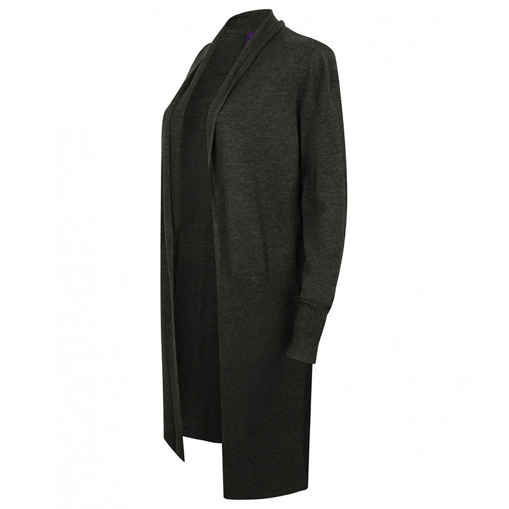 Henbury Women's Grey Mart Long Line Open Cardigan