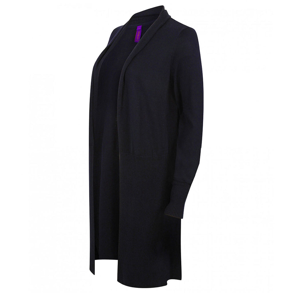 Henbury Women's Navy Long Line Open Cardigan