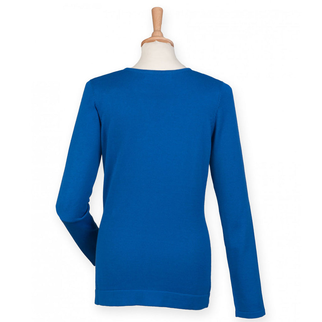 Henbury Women's Royal Lightweight Cotton Acrylic V Neck Sweater