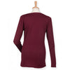 Henbury Women's Burgundy Cotton Acrylic V Neck Cardigan