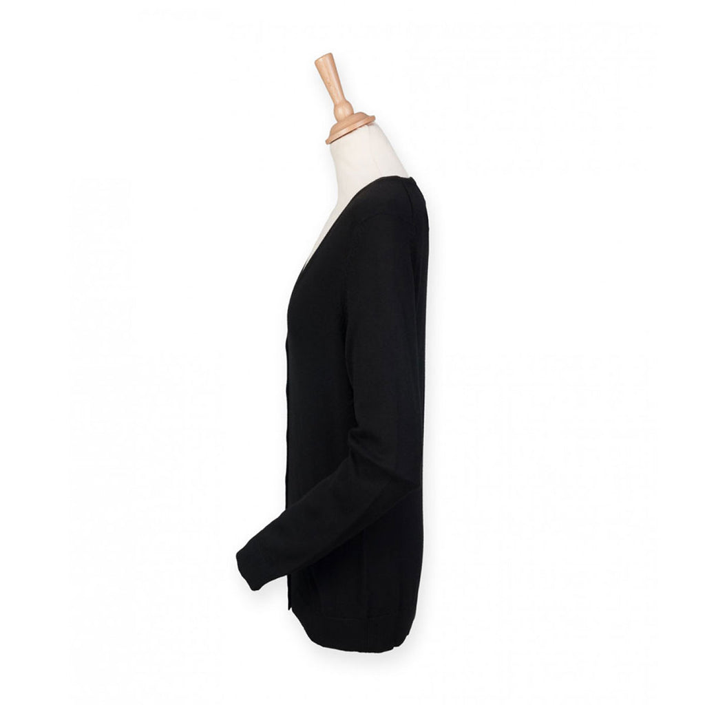 Henbury Women's Black Lightweight V Neck Cardigan