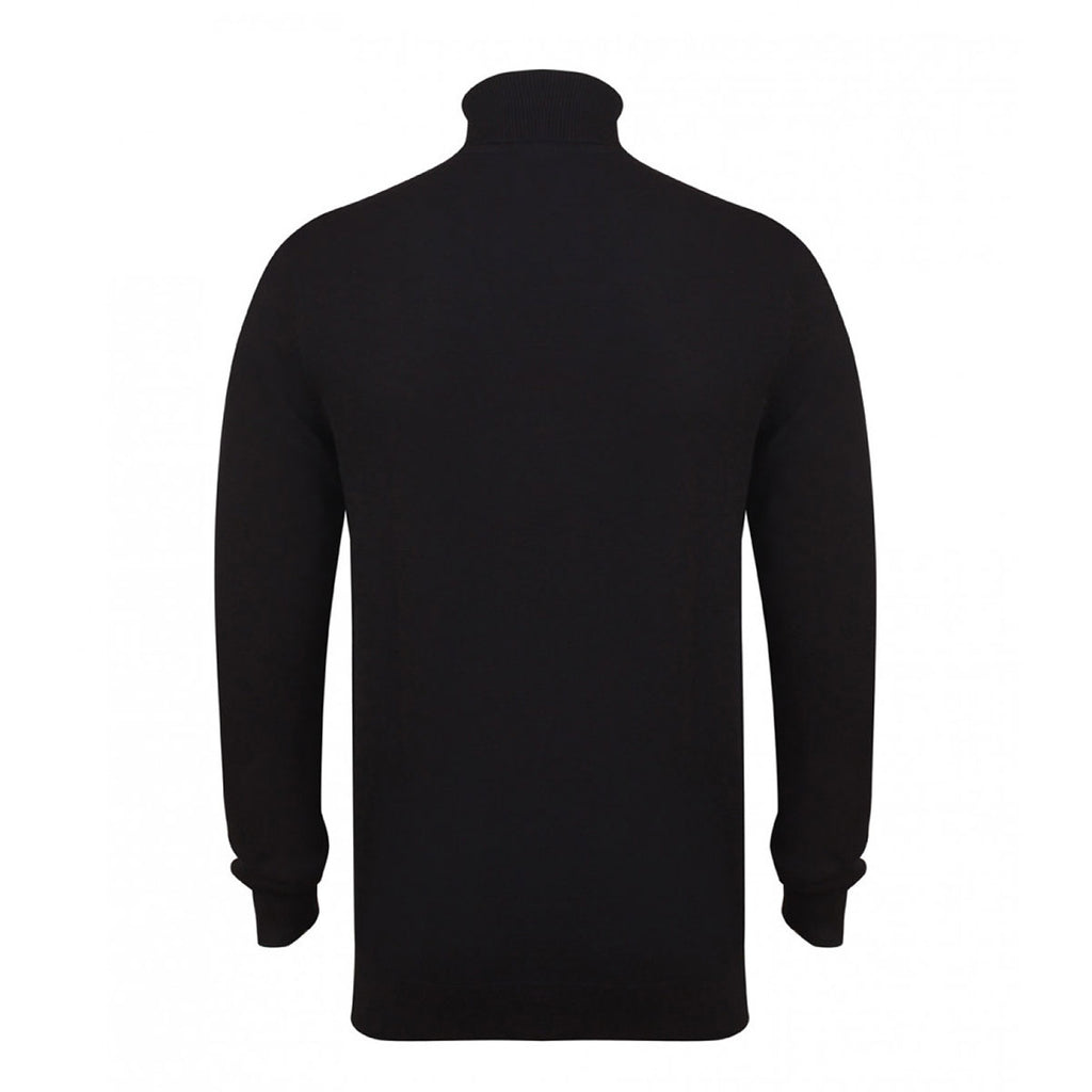 Henbury Men's Black Roll Neck Sweater