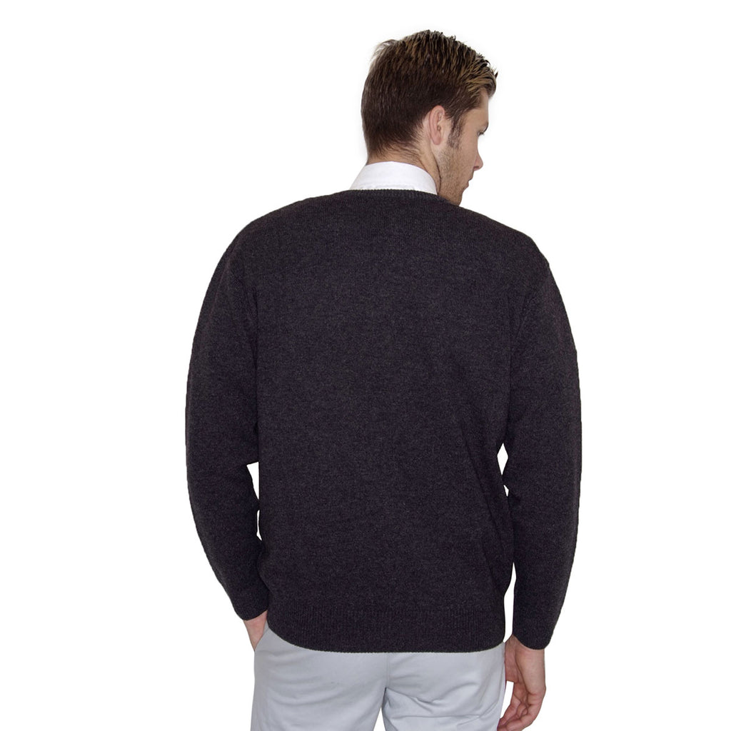 Henbury Men's Charcoal Lambswool V Neck Sweater