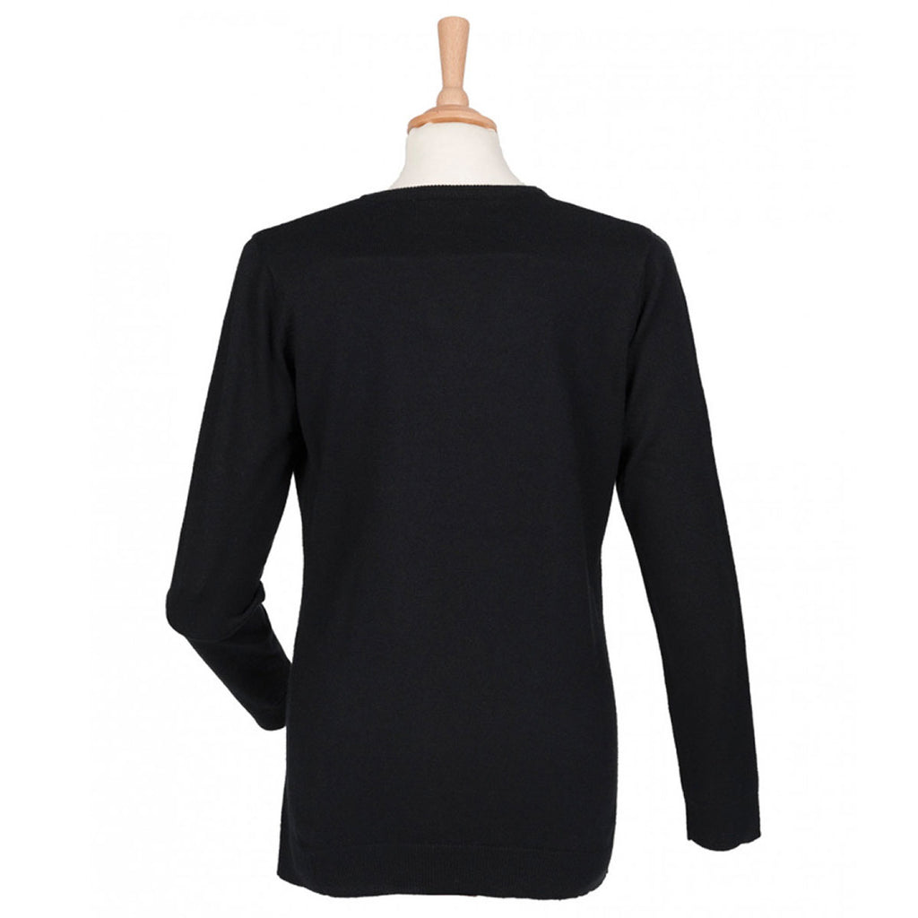 Henbury Women's Black Acrylic V Neck Sweater