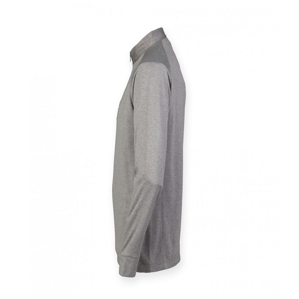 Henbury Men's Grey Marl Zip Neck Wicking Top