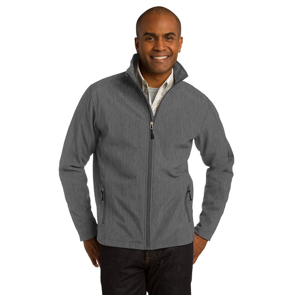 Port Authority Men's Black Charcoal Heather Core Soft Shell Jacket