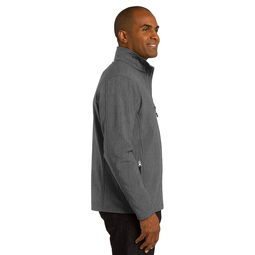 Port Authority Men's Black Charcoal Heather Core Soft Shell Jacket
