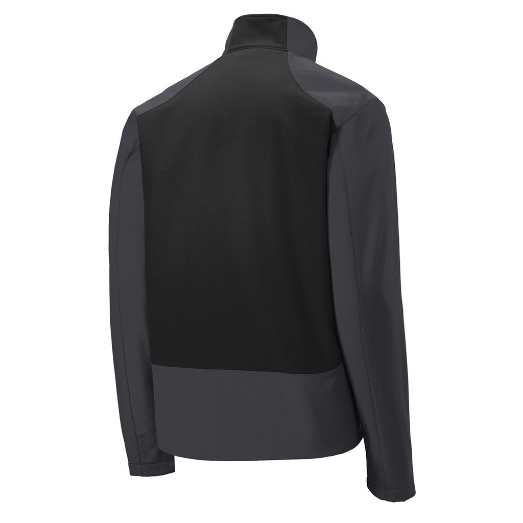 Port Authority Men's Battleship Grey/Black Back-Block Soft Shell Jacket
