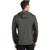 Port Authority Men's Grey Steel/Deep Black Active Hooded Soft Shell Jacket