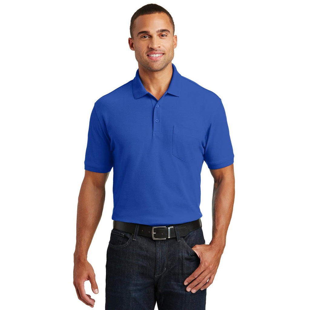 Port Authority Men's True Royal Core Classic Pique Pocket Polo