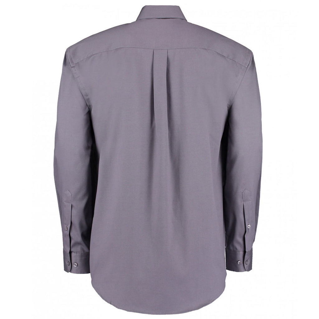 Kustom Kit Men's Charcoal Premium Long Sleeve Classic Fit Oxford Shirt