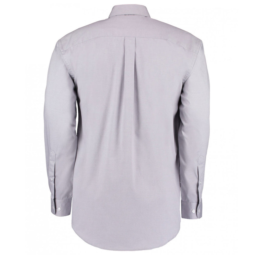 Kustom Kit Men's Silver Premium Long Sleeve Classic Fit Oxford Shirt