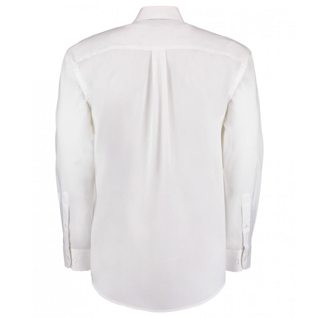 Kustom Kit Men's White Premium Long Sleeve Classic Fit Oxford Shirt