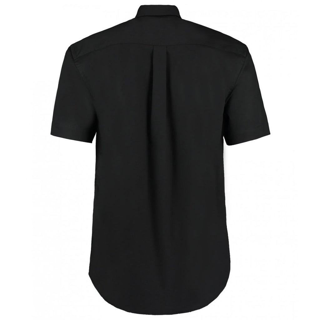 Kustom Kit Men's Black Premium Short Sleeve Classic Fit Oxford Shirt