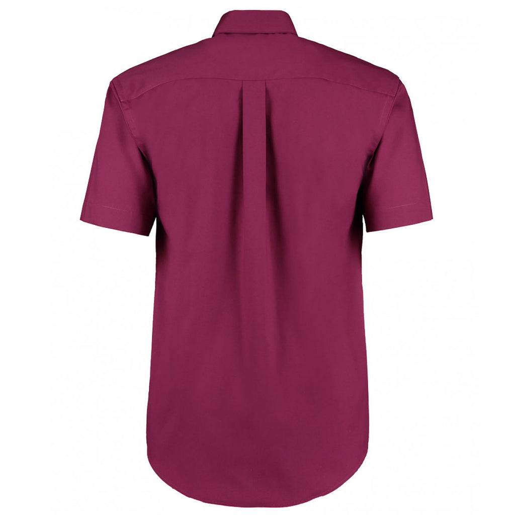 Kustom Kit Men's Burgundy Premium Short Sleeve Classic Fit Oxford Shirt