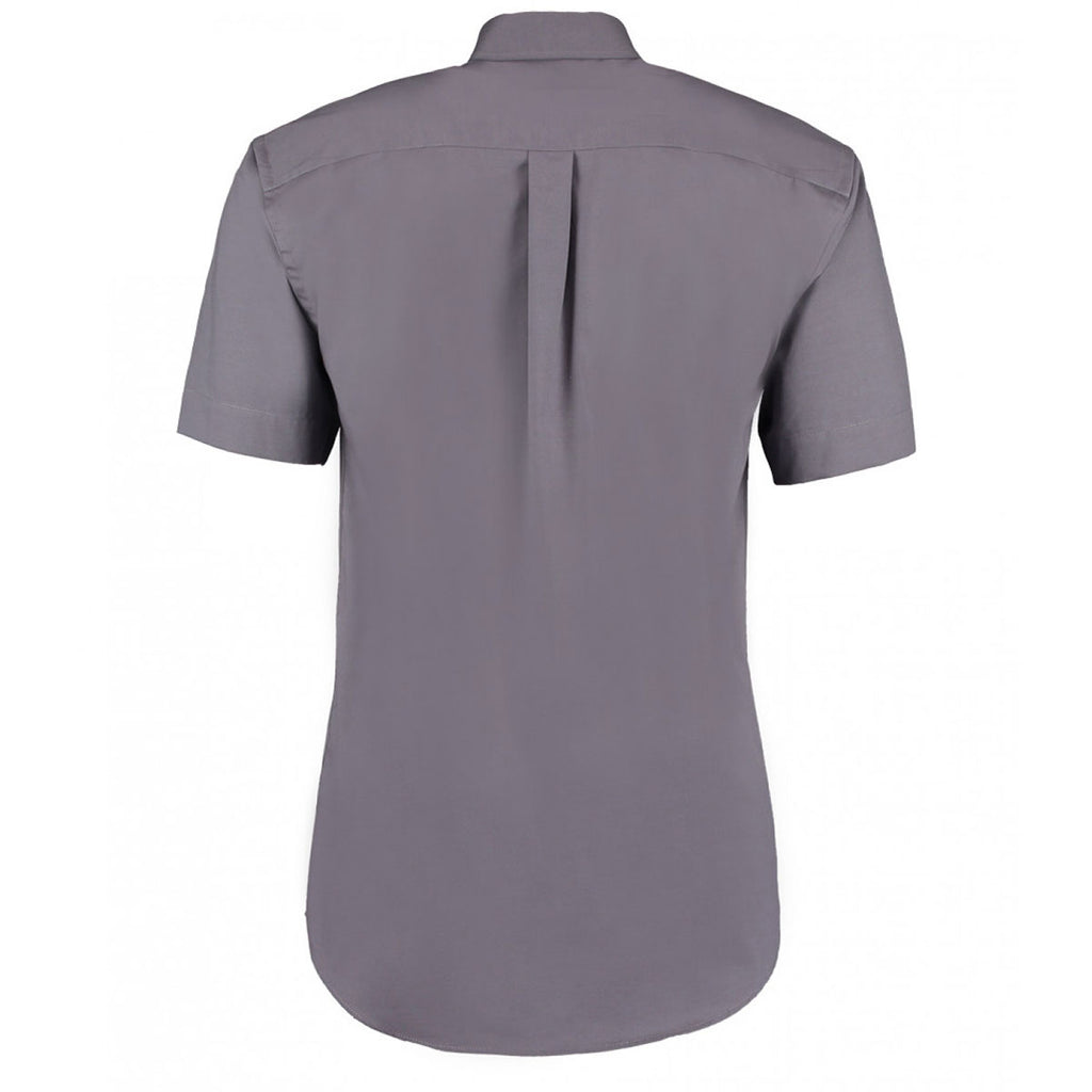Kustom Kit Men's Charcoal Premium Short Sleeve Classic Fit Oxford Shirt
