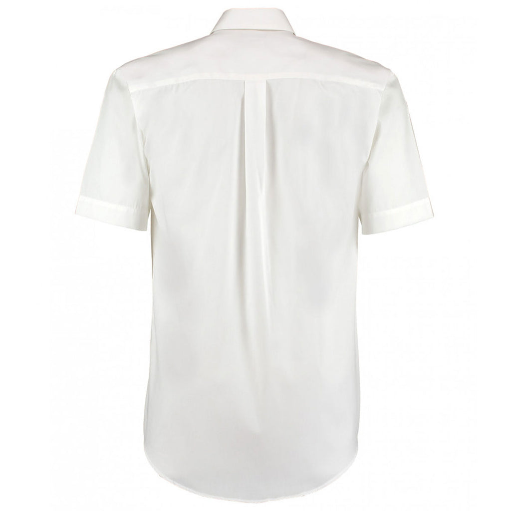 Kustom Kit Men's White Premium Short Sleeve Classic Fit Oxford Shirt