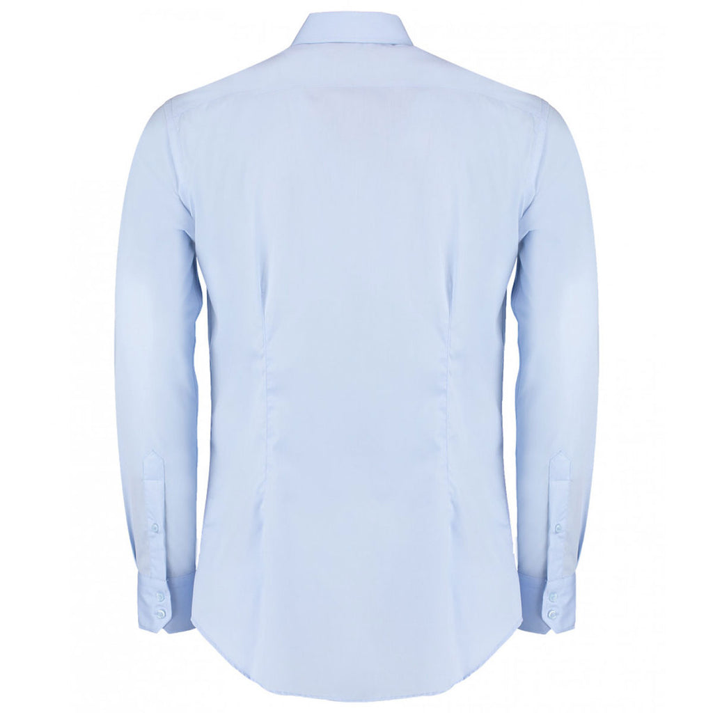 Kustom Kit Men's Light Blue Premium Long Sleeve Non-Iron Slim Fit Shirt