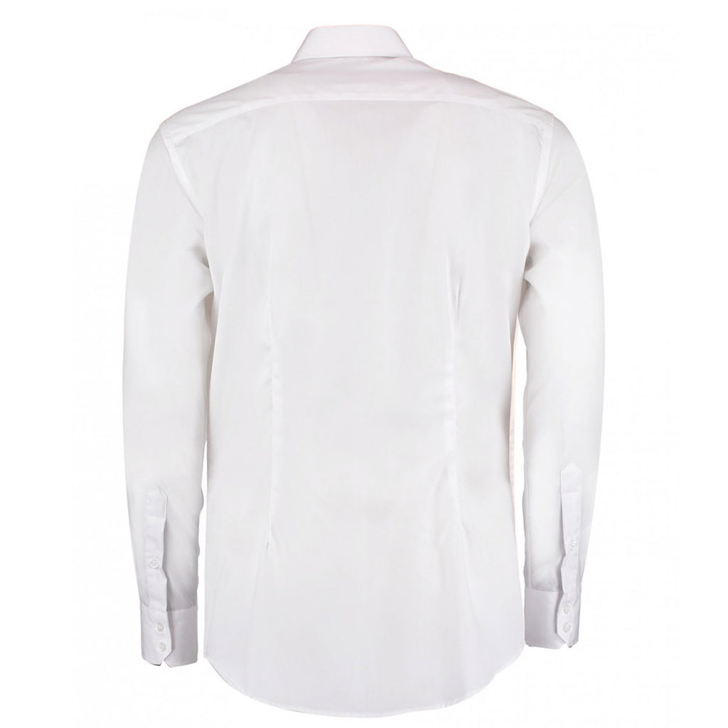 Kustom Kit Men's White Premium Long Sleeve Non-Iron Slim Fit Shirt