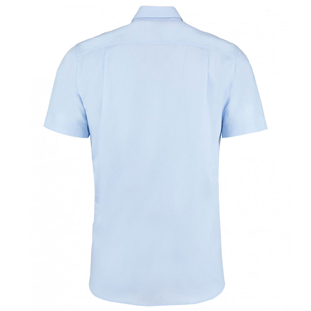 Kustom Kit Men's Light Blue Premium Short Sleeve Classic Fit Non-Iron Shirt
