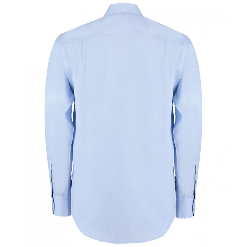 Kustom Kit Men's Light Blue Premium Long Sleeve Classic Fit Non-Iron Shirt