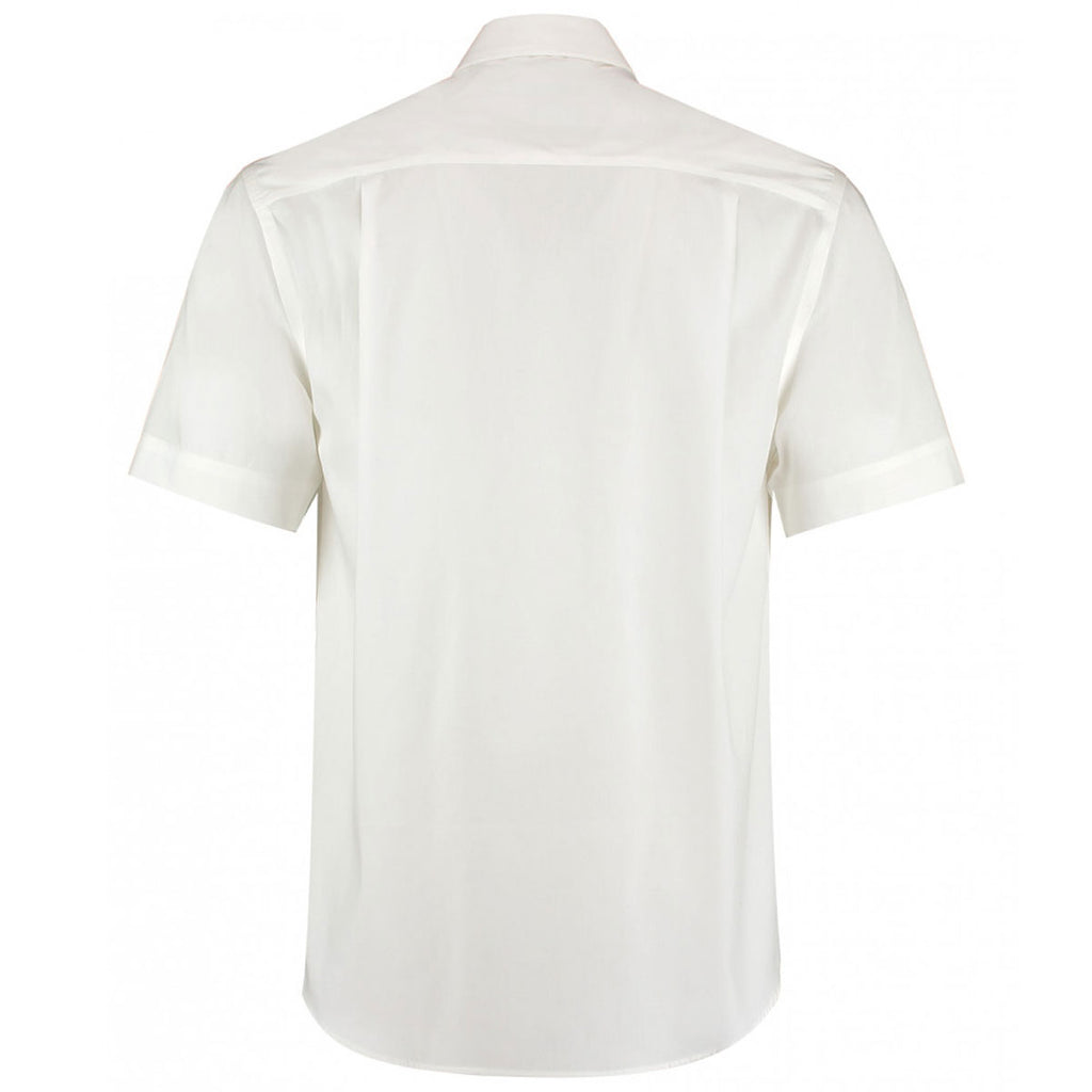 Kustom Kit Men's White Premium Short Sleeve Classic Fit Oxford Shirt