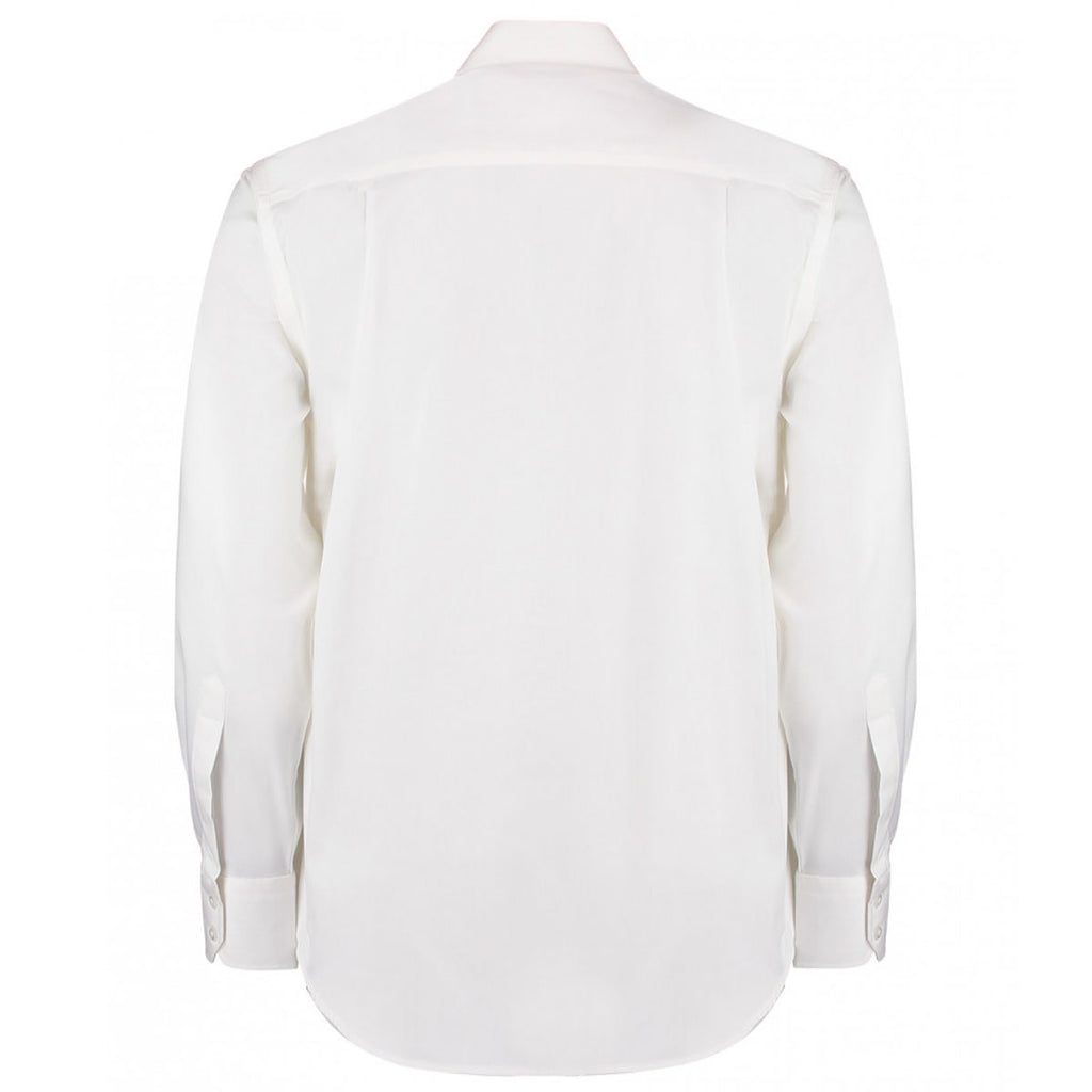 Kustom Kit Men's White Premium Long Sleeve Classic Fit Oxford Shirt