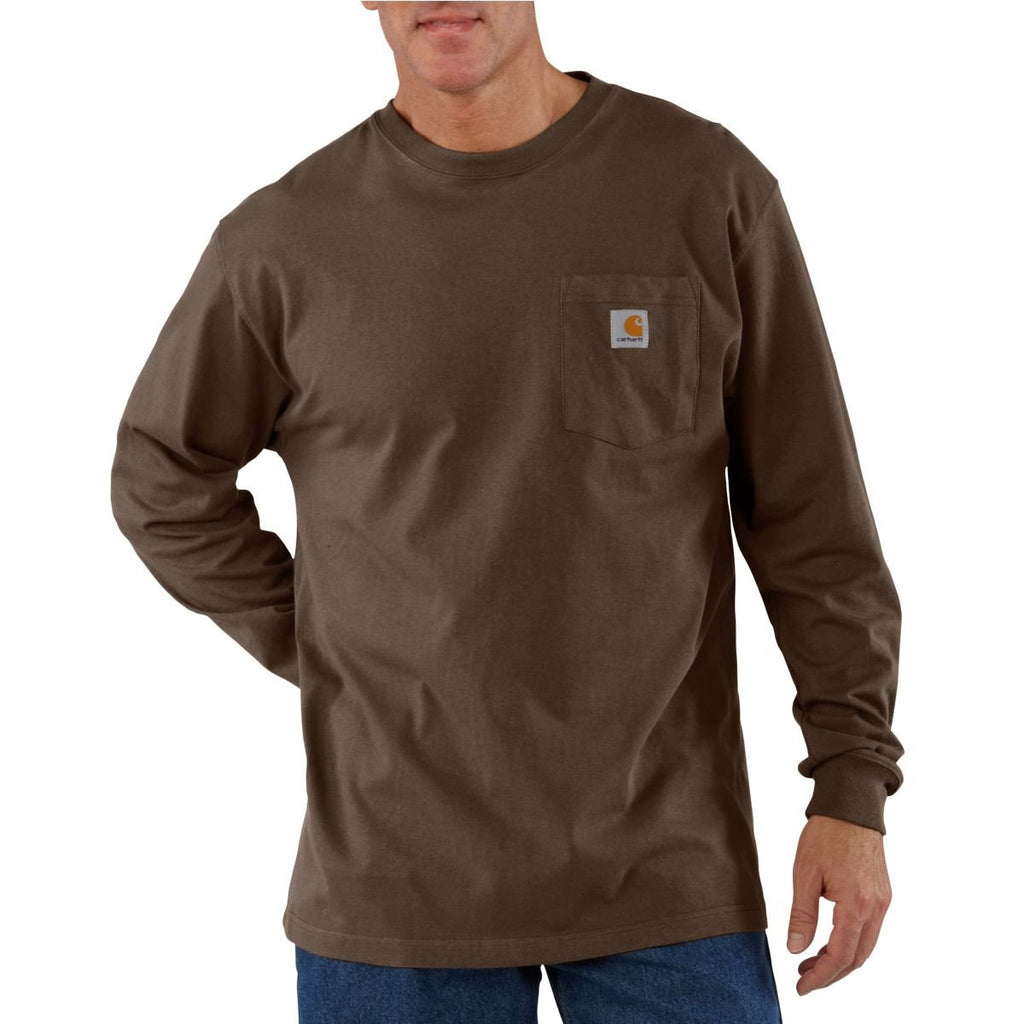 Carhartt Men's Dark Brown Workwear Pocket Long Sleeve T-Shirt