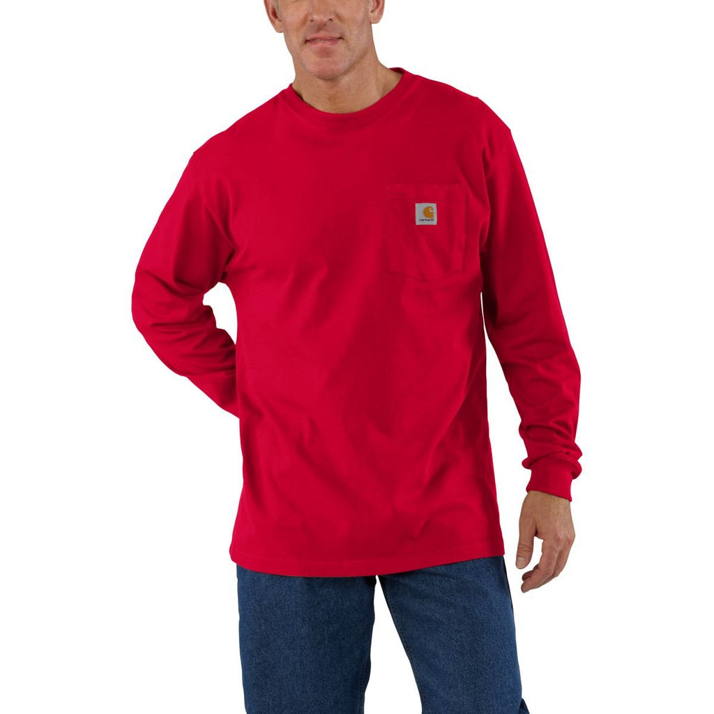 Carhartt Men's Red Workwear Pocket Long Sleeve T-Shirt